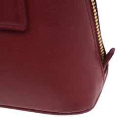 Pre Owned حقيبة برادا لوكس جلد سافيانو أحمر ميني للكتف