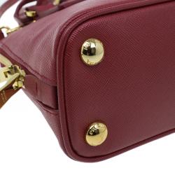 Pre Owned حقيبة برادا لوكس جلد سافيانو أحمر ميني للكتف