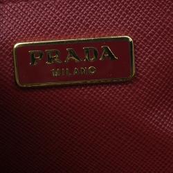 Pre Owned حقيبة برادا لوكس جلد سافيانو أحمر ميني للكتف