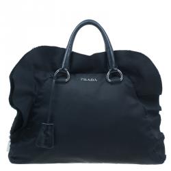 Pre Owned حقيبة بولر برادا تيستو حافة مكشكشة سوداء