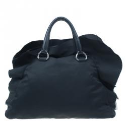 Pre Owned حقيبة بولر برادا تيستو حافة مكشكشة سوداء