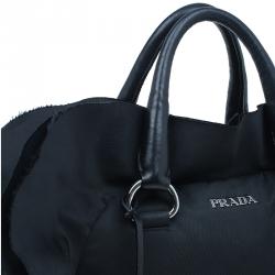 Pre Owned حقيبة بولر برادا تيستو حافة مكشكشة سوداء