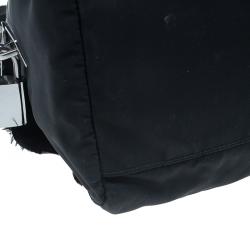 Pre Owned حقيبة بولر برادا تيستو حافة مكشكشة سوداء