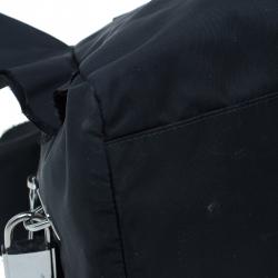 Pre Owned حقيبة بولر برادا تيستو حافة مكشكشة سوداء