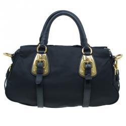 Prada Black Tessuto Nylon Satchel Bag