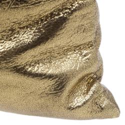 Pre Owned Prada Gold Crackled Leather Oversized Clutch