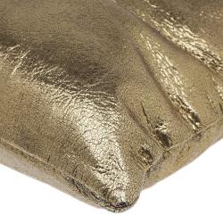 Pre Owned Prada Gold Crackled Leather Oversized Clutch