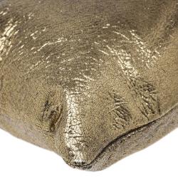 Pre Owned Prada Gold Crackled Leather Oversized Clutch