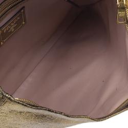 Pre Owned Prada Gold Crackled Leather Oversized Clutch