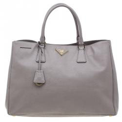 Pre Owned Prada Grey Saffiano Medium Lux Tote