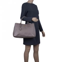 Pre Owned Prada Grey Saffiano Medium Lux Tote