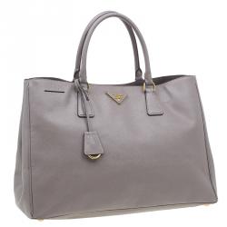 Pre Owned Prada Grey Saffiano Medium Lux Tote