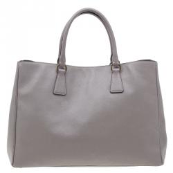 Pre Owned Prada Grey Saffiano Medium Lux Tote