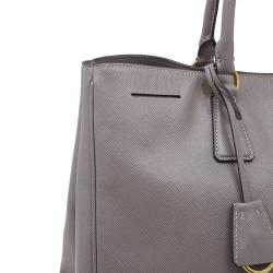 Pre Owned Prada Grey Saffiano Medium Lux Tote