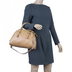 Pre Owned Prada Brown Crocodile Leather Bowler Bag