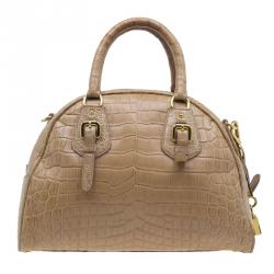Pre Owned Prada Brown Crocodile Leather Bowler Bag