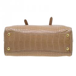 Pre Owned Prada Brown Crocodile Leather Bowler Bag