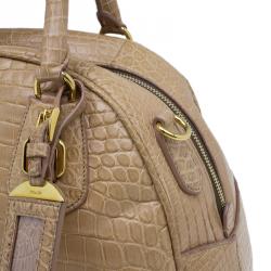 Pre Owned Prada Brown Crocodile Leather Bowler Bag