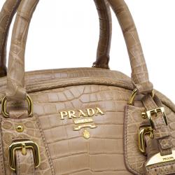 Pre Owned Prada Brown Crocodile Leather Bowler Bag