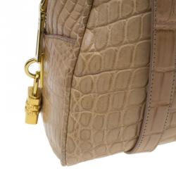 Pre Owned Prada Brown Crocodile Leather Bowler Bag