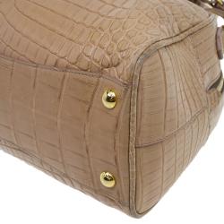 Pre Owned Prada Brown Crocodile Leather Bowler Bag