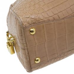 Pre Owned Prada Brown Crocodile Leather Bowler Bag