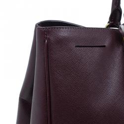 Pre Owned Prada Burgundy Saffiano Leather Medium Lux Tote
