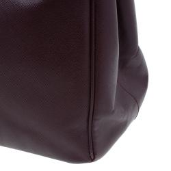 Pre Owned Prada Burgundy Saffiano Leather Medium Lux Tote