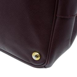 Pre Owned Prada Burgundy Saffiano Leather Medium Lux Tote