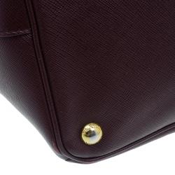 Pre Owned Prada Burgundy Saffiano Leather Medium Lux Tote