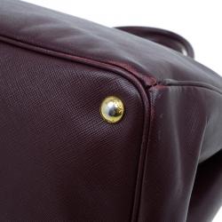 Pre Owned Prada Burgundy Saffiano Leather Medium Lux Tote