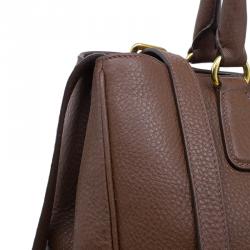 Pre Owned Prada Brown Vitello Daino Leather Shopper Tote