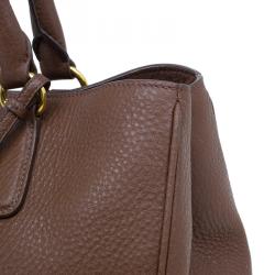 Pre Owned Prada Brown Vitello Daino Leather Shopper Tote