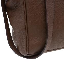 Pre Owned Prada Brown Vitello Daino Leather Shopper Tote