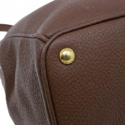 Pre Owned Prada Brown Vitello Daino Leather Shopper Tote