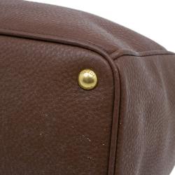 Pre Owned Prada Brown Vitello Daino Leather Shopper Tote