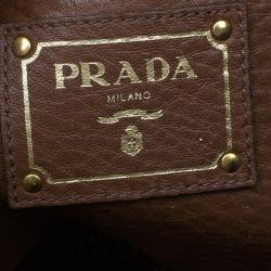 Pre Owned Prada Brown Vitello Daino Leather Shopper Tote