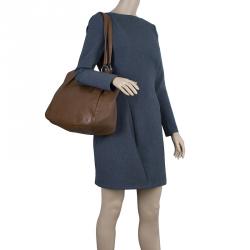 Pre Owned Prada Brown Leather Vitello Daino Tote Bag