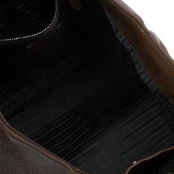 Pre Owned Prada Brown Leather Vitello Daino Tote Bag