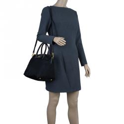 PRADA Black Tessuto Nylon Saffiano Women Fashion Tote Bag with Shoulder  Strap 