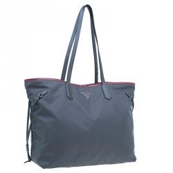 Prada Grey Tessuto Saffiano Tote Bag