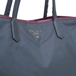 Prada Grey Tessuto Saffiano Tote Bag