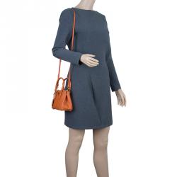 Pre Owned Prada Orange Saffiano Leather Mini Galleria Tote Bag