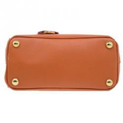 Pre Owned Prada Orange Saffiano Leather Mini Galleria Tote Bag