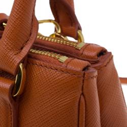Pre Owned Prada Orange Saffiano Leather Mini Galleria Tote Bag