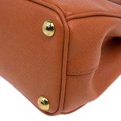 Pre Owned Prada Orange Saffiano Leather Mini Galleria Tote Bag