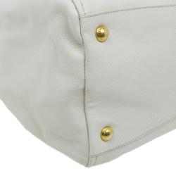 Pre Owned Prada Cream Saffiano Leather Sacca 2 Manici Tote Bag