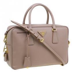 Pre Owned Prada Cammeo Saffiano Lux Leather Top Handle Bauletto Bag