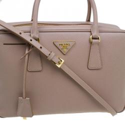 Pre Owned Prada Cammeo Saffiano Lux Leather Top Handle Bauletto Bag
