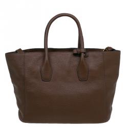 Pre Owned Prada Tobacco Vitello Daino Leather Shopper Tote Bag